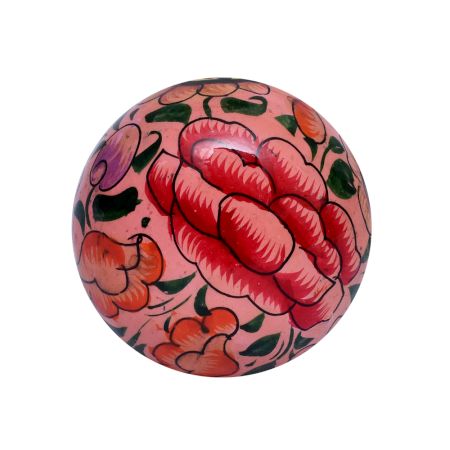 Pink Rose Hand Painted Kashmiri Indian Cabinet Knobs 